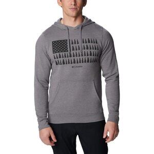 Columbia Men's Trek Graphic Hoodie Gray Heather Tree Stripe Flag Sz XL NEW~~